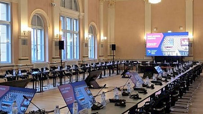 Round-table diplomatic seating layout for the European Heritage Heads Forum in the Mimara Museum.